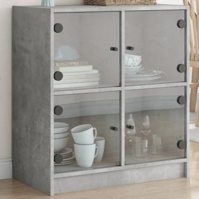 Afbeelding van Bijzetkast met glazen deuren 68x37x75,5 cm betongrijs