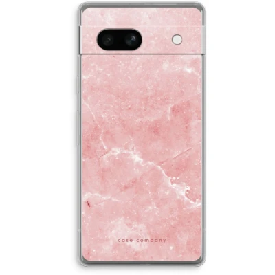 Afbeelding van Case Company® hoesje geschikt voor Google Pixel 7A Roze marmer Soft Cover Telefoonhoesje Bescherming aan alle Kanten en Schermrand