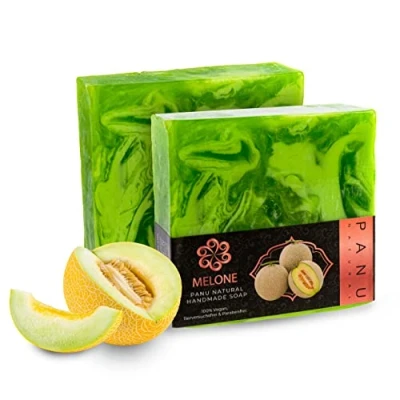 Afbeelding van Panu Melon zeep Veganistische douchezeep voor alle huidtypes natuurlijke als vaste douchegel en shampoo hoogwaardige zeepstang natuurlijk doucheblok