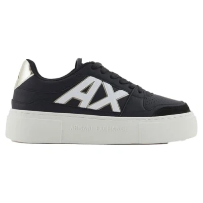Afbeelding van Armani Exchange LACE UP Sneaker Sneakers laag, Dames, Maat: 36, Black/pale gold Imitatieleer/ textiel