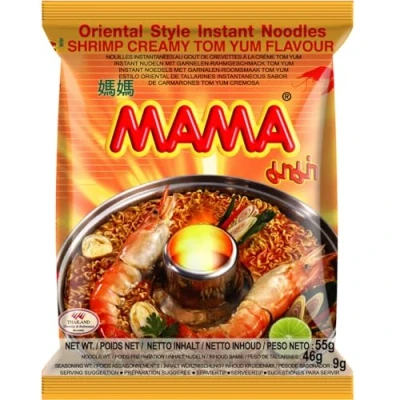 Afbeelding van Mama Instant Noedels Tom Yum Garnalen Room Jumbo Pack 30 x 55 g Noedelsoep Asian Food Lovers