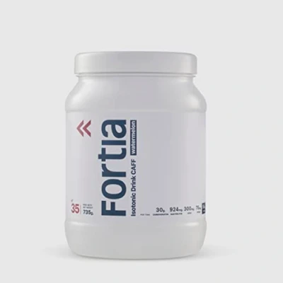 Afbeelding van FORTA Isotonic Drink CAFF poeder voor het bereiden van dranken energie en isotone hydratatie, met cafeïne, verrijkt elektrolyten vitaminen, watermeloen smaak, 735 g