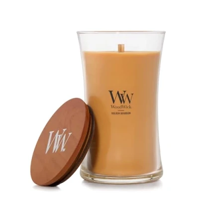 Afbeelding van WoodWick Hourglass Large Geurkaars Golden Bourbon 130 branduren