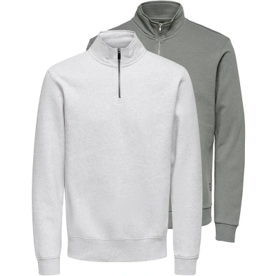 Afbeelding van Only &amp; Sons 2ER PACK Ceres Sweater Grau hellgrau, Heren, Maat: Large, hellgrau