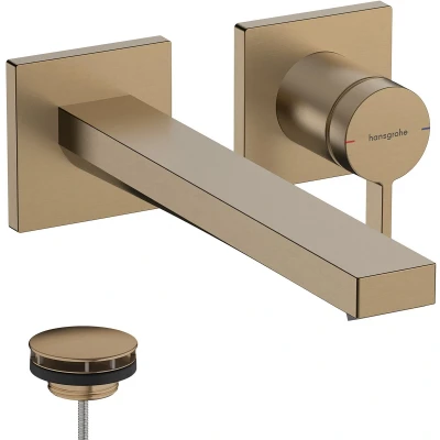 Afbeelding van hansgrohe Tecturis E Eéngreeps wastafelkraan inbouw voor wandmontage met uitloop 22,5 cm Brushed Bronze