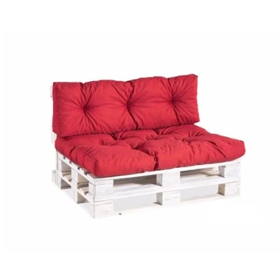 Afbeelding van gewatteerde palletkussens, tuinkussens, kussens, kussensets, zitkussen, rugkussen (set zitkussen 120 x 80 + 40, rood)