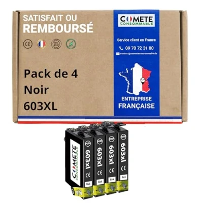 Image de COMETE 603XL 4 Cartouches d&#039;encre Compatibles Epson 603 XL Noir Marque française