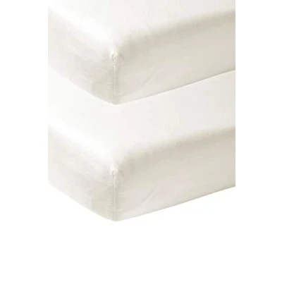 Image de Meyco Baby Uni Lot de 2 draps housses pour le lit d&#039;enfant (draps en jersey doux, 100% coton, ajustement parfait grâce à l&#039;élastique sur tout pourtour, dimensions : 60 x 120cm), Blanc crème