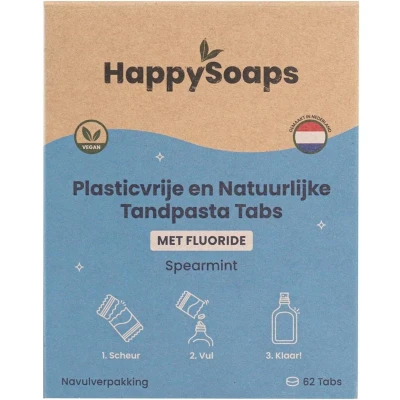Afbeelding van Happysoaps Fluoride Tandpasta Navulling Tabs 130GR