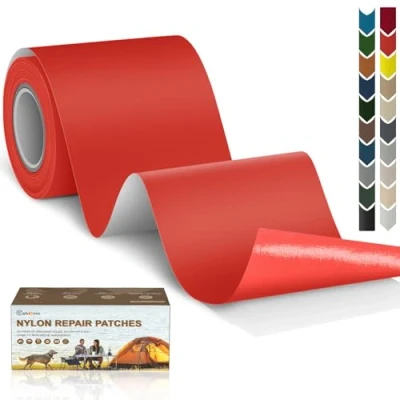 Afbeelding van Cahomo Nylon reparatiepatches, zelfklevend, waterdicht, voor jassen, tenten, bovenkleding, oranje, 7,6 x 200 cm