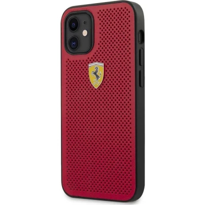 Afbeelding van iPhone 12 Mini Backcase hoesje Ferrari Effen Rood Kunstleer