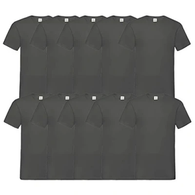 Afbeelding van Fruit of the Loom T shirt met V hals, 10 stuks, verschillende kleuren, Antraciet