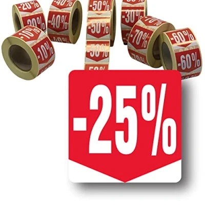 Afbeelding van Affichesstore 30283 rol met 500 zelfklevende etiketten, 25% vierkant formaat 35 x mm glanzend zelfklevend stickers percentage korting