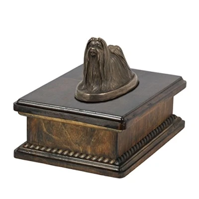Afbeelding van Elegante urn hond voor Shih Tzu met beeldje hondenas