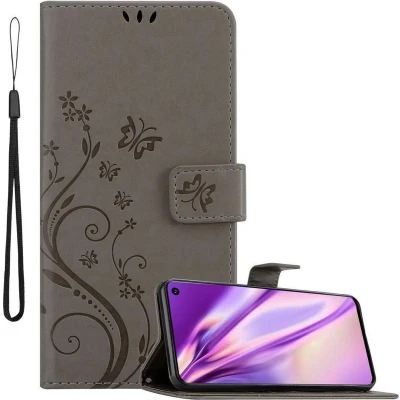 Afbeelding van Cadorabo Hoesje geschikt voor Samsung Galaxy S10 4G in BLOEMEN GRIJS Beschermhoes bloemmotief met magnetische sluiting, standfunctie en kaartsleuven Book Case Cover Etui