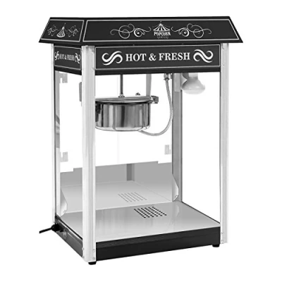 Afbeelding van Royal Catering Popcorn Machine zwart Amerikaans ontwerp