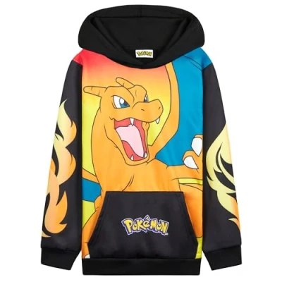 Afbeelding van Pokemon Hoodies voor kinderen, jongens, kangoeroezak, zwart/oranje Charizard