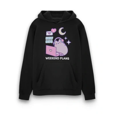 Afbeelding van Pusheen Dames hoodie met grafisch weekend plannen in zwart Kat Kitten Laptop Nieuwe Msg Love Hearts Apparel Sweater , zwart.