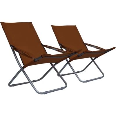 Afbeelding van Strandstoelen 2 st inklapbaar stof bruin