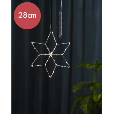 Afbeelding van Zilveren kerstster met 36 LED lampjes 28 cm