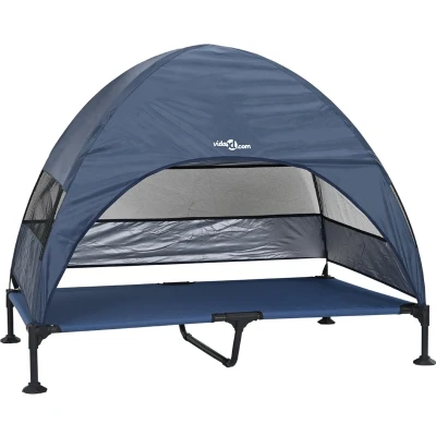 Afbeelding van vidaXL Verhoogd Hondenbed met Afneembaar Dak Marineblauw XL Staal