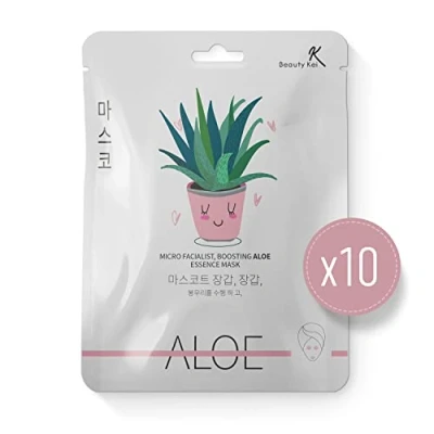 Afbeelding van Koreaanse bladeren gezichtsmasker huidverzorging aloë vera diepe hydratatie anti aging rimpel gezichtsmaskers set (pak van 10)