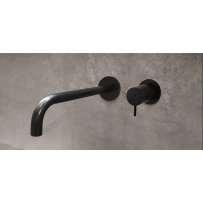Afbeelding van Waterevolution Flow inbouw wastafelkraan mat zwart met uitloop 10cm T116BPR 10