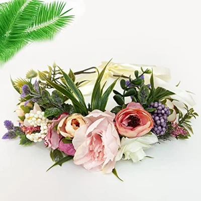 Afbeelding van bloemenkrans, bruiloft, bruidskroon, hoofdbanden, slinger, verstelbaar, bloemenkrans voor feest, festival, werk, strand, Valentijnsdag