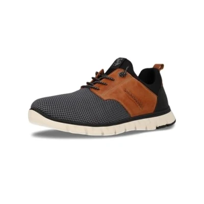 Afbeelding van Salamander Sneakers laag, Heren, Maat: 40, Dark grey/cognac Leer en textiel