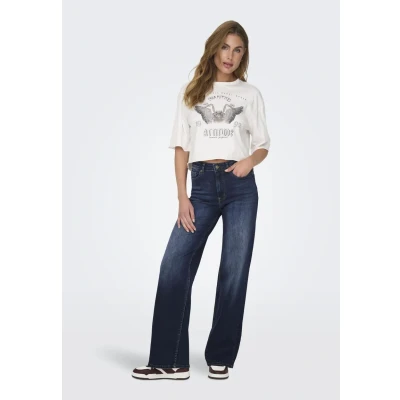 Afbeelding van ONLY Madison Blush HW WIDE TAI081 NOOS Straight leg jeans, Dames, Maat: XSx30, Dark blue denim