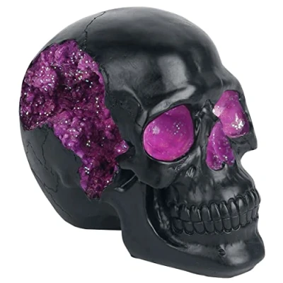 Afbeelding van Nemesis Now Schedels Gothische Glitter Geode Schedel Beeld Paars en Zwart 17cm