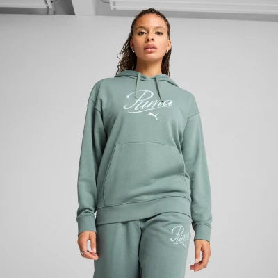 Image de PUMA ESS SCRIPT Comfort Hoodie Women, Vêtements, Vert Moon, XL