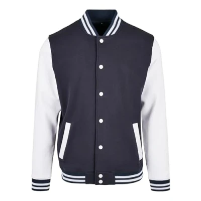 Image de Build Your Brand Veste de collège basique pour homme, disponible en plusieurs couleurs, tailles XS à 5XL, bleu marine/blanc, 3XL