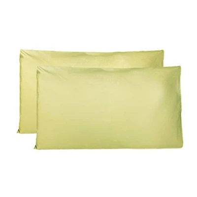 Afbeelding van Paar kussenslopen 100% Pure katoen 50X70 CM, Set van 2 Bed Kussen Stoffen Gemaakt in Italië, Tassluiting, Solid Color, Standaard Maat met Lichtgroen