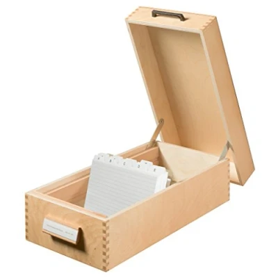 Afbeelding van HAN 1006, houten indexdoos DIN A6 horiz., voor 1.500 kaarten, metalen bodem/scheidingswand, natuurlijk hout