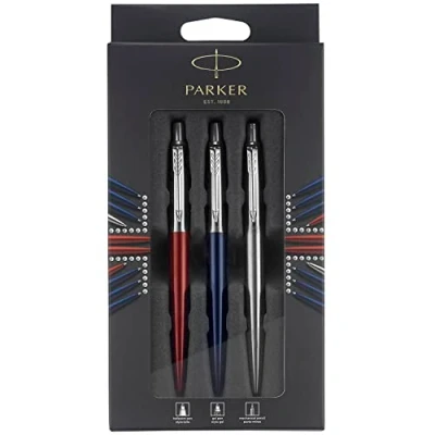 Afbeelding van Parker Jotter London Trio Discovery pakket: balpen (koningsblauw), gelpen (rood) en vulpotlood (roestvrij staal)
