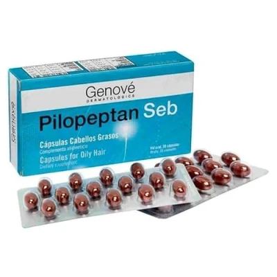 Afbeelding van Pilopeptan Capsules Anti haaruitval Vet haar Mannen en vrouwen Stimuleert de groei van vettig remt door talgproductie te reguleren, 30 tabletten
