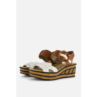 Afbeelding van Rieker Sandalen met plateauzool, Dames, Maat: 37, White Kunststof