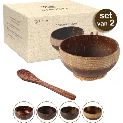 Afbeelding van NAMTURE Kokosnoot Kom Set Medium Striped 2 Pack