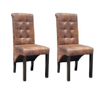Afbeelding van Eetkamerstoelen 2 st kunstleer bruin