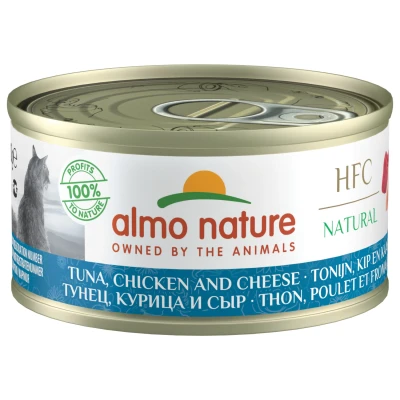 Afbeelding van Almo Nature Hfc Cat Natural Blik 70 g Kattenvoer Tonijn&amp;Kip&amp;Kaas Classic