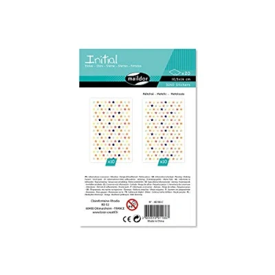 Afbeelding van Maildor AE186C Sticker Initial, 20 vellen, 10,5 x 16 cm, mini sterren metaal en pastelkleuren (3 240 stickers)