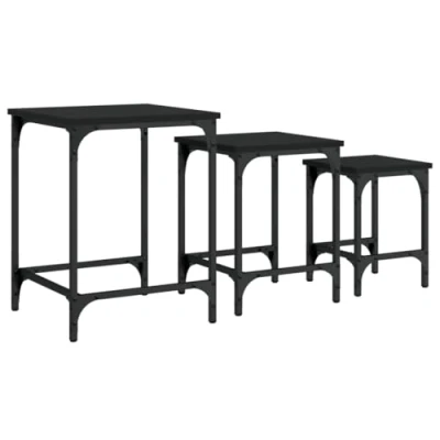 Image de vidaXL Tables basses gigognes 3 pcs noir bois d&#039;ingénierie838933