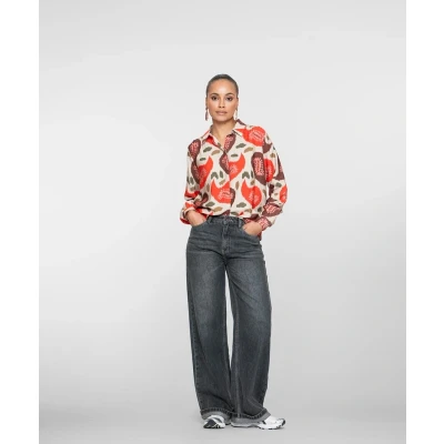 Afbeelding van Geisha Blouse Allover Print Rood/dessin L