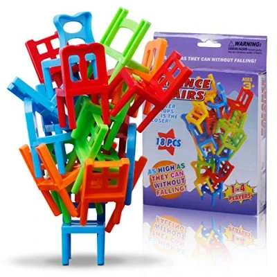 Image de 18 PCS Jouets D&#039;équilibrage Chaises En Plastique Multicolore Mini Empilement Intelligence Multijoueur Jeu D&#039;équilibre Enfants Jouet D&#039;apprentissage pour Garçon Fille Adultes