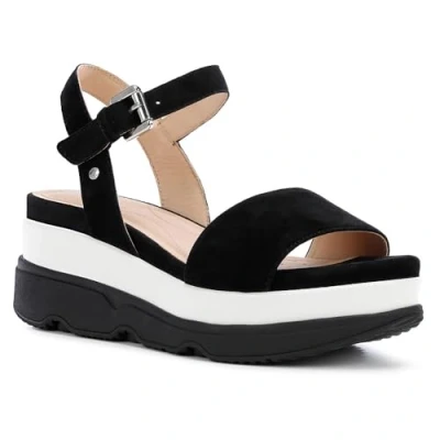 Afbeelding van Geox Gardenia Sandalen met plateauzool, Dames, Maat: 39, Black Veloursleer