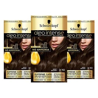 Afbeelding van Schwarzkopf Oleo Intense Set van 3 dozen permanente olieverf zonder ammoniak, dekking wit haar, donkerbruin 10