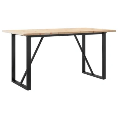 Image de vidaXL Table à manger cadre en O 140x80x75,5 cm bois pin massif acier3282742