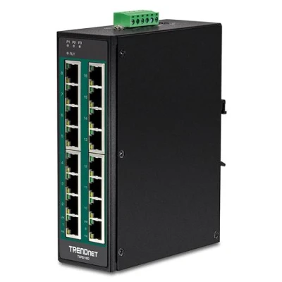 Image de TRENDnet TI PG160 Commutateur non géré 16 x 10/100/1000 (PoE+) Montage sur rail DIN fixation murale PoE+ (240 W)