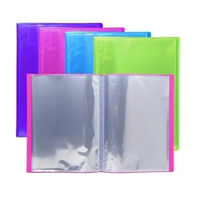 Afbeelding van Exacompta Ref. 85280E Pak van 4 Iderama documentenmappen 60 gladde kristallen hoezen 120 pagina&#039;s voor A4 afmetingen 24 x 32 cm halfharde omslag polypropyleen verschillende